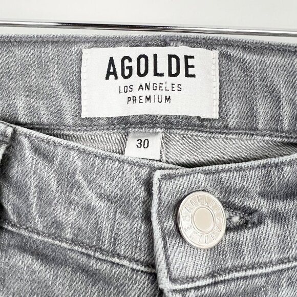 Agolde Jeans Women's 30 Grey Mid-Rise Skinny Distressed Premium Denim - Picture 6 of 16